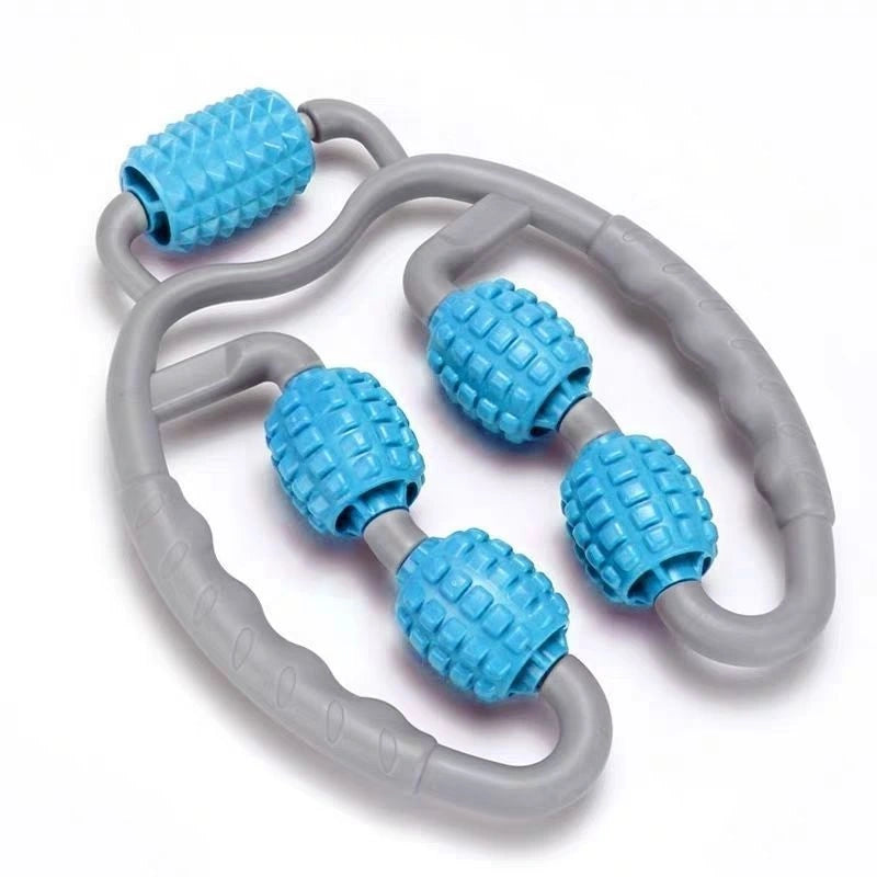 U Shape Trigger Point Massage Roller with 4 Wheels for Full Body Relaxation
