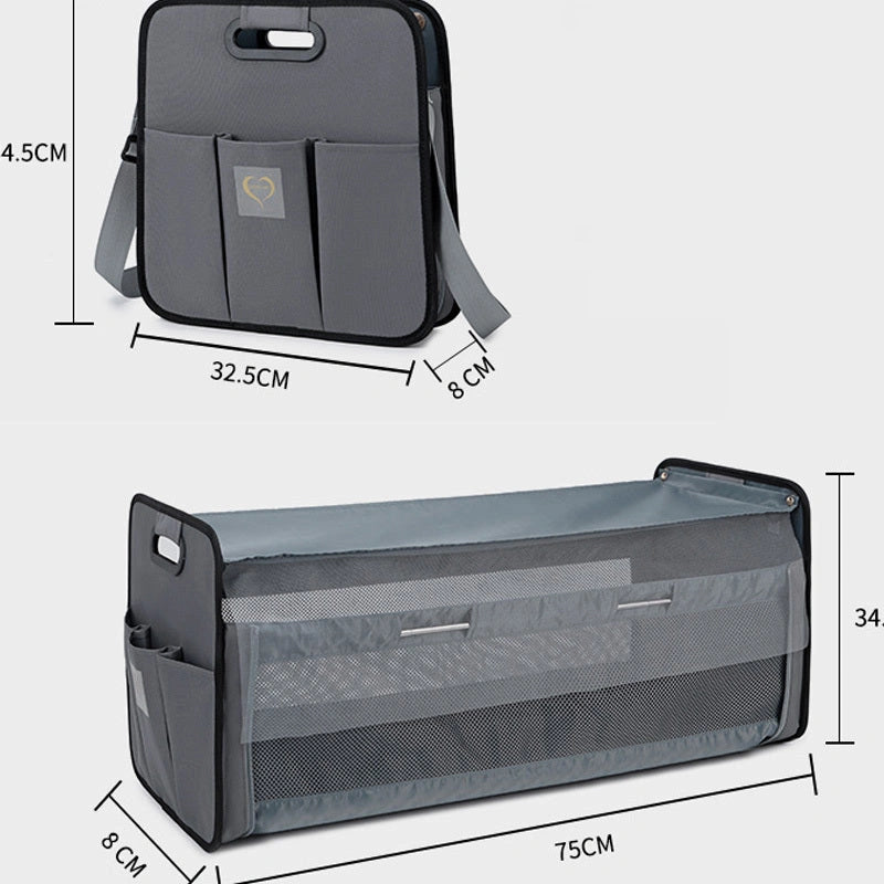Portable Shoulder Folding Bed Baby Nappy Messenger Bag with Sunshade and Mosquito Net