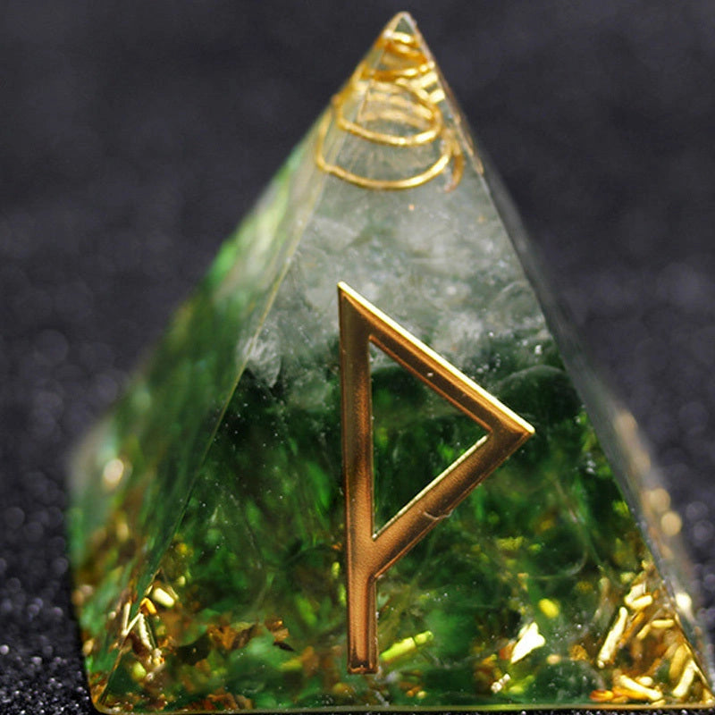 Rune Crystal Epoxy Ogan Energy Pyramid Decoration with Colour-Changing Feature