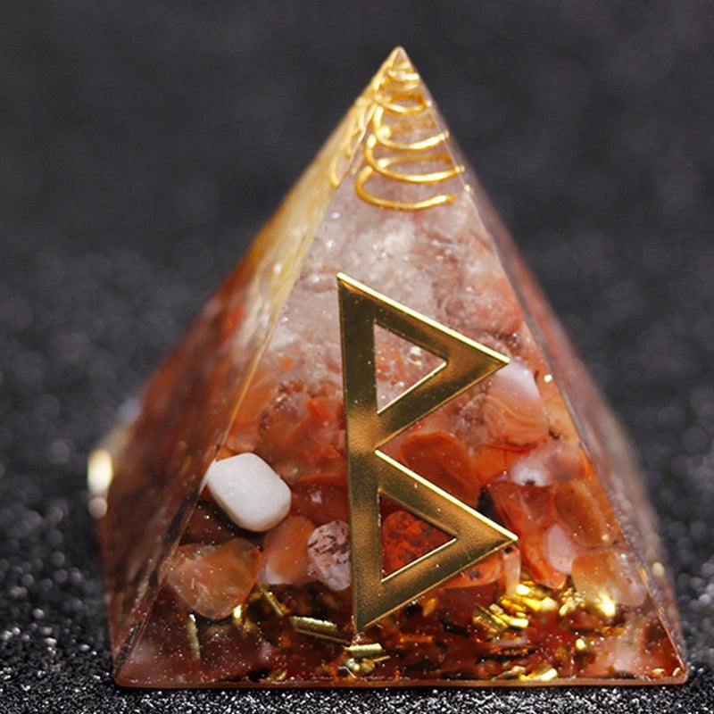 Rune Crystal Epoxy Ogan Energy Pyramid Decoration with Colour-Changing Feature