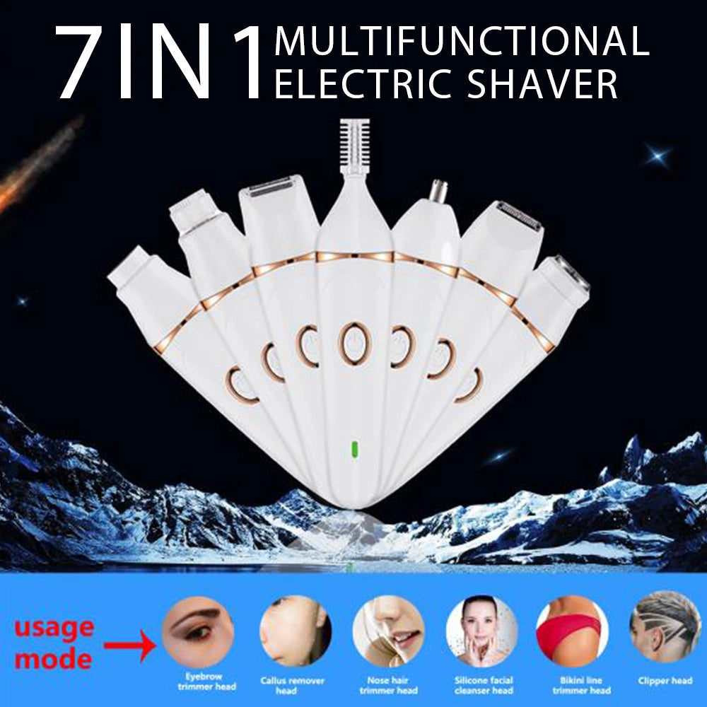 7-in-1 USB Rechargeable Electric Eyebrow Trimmer with LED Light