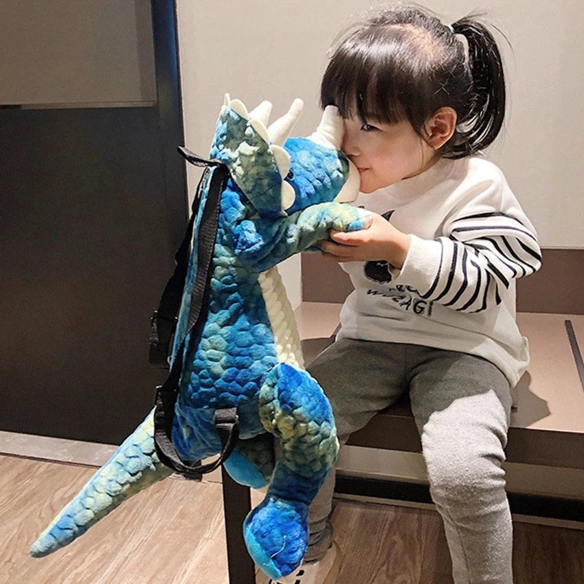 3D Dinosaur Backpack for Children with Plush Animal Design