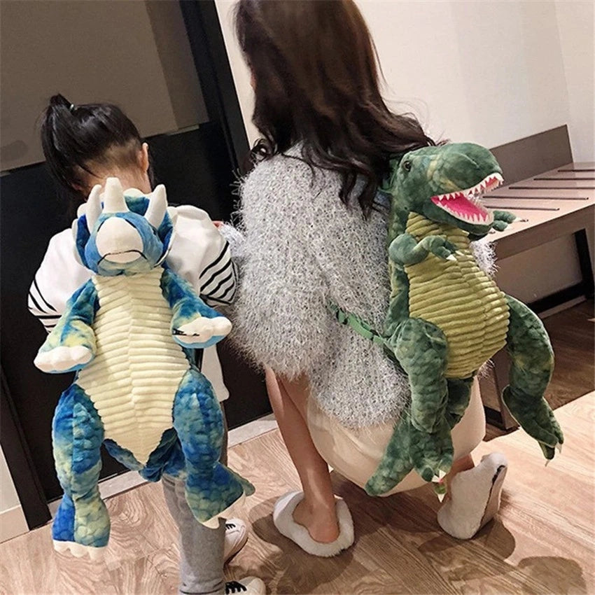 3D Dinosaur Backpack for Children with Plush Animal Design