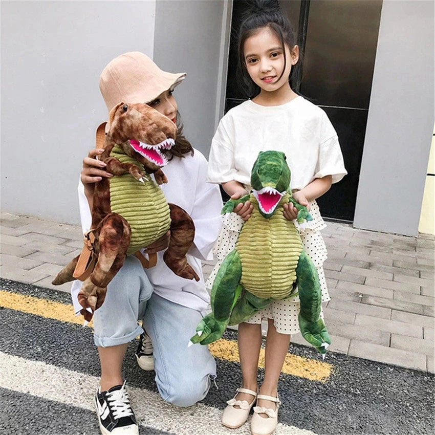 3D Dinosaur Backpack for Children with Plush Animal Design