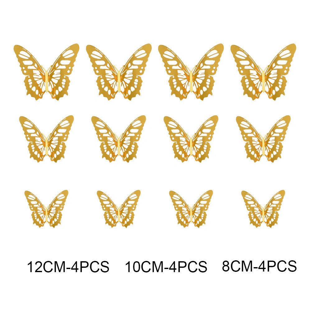 3D Hollow Butterflies Mirror Wall Stickers for Kids Rooms and Home Decor