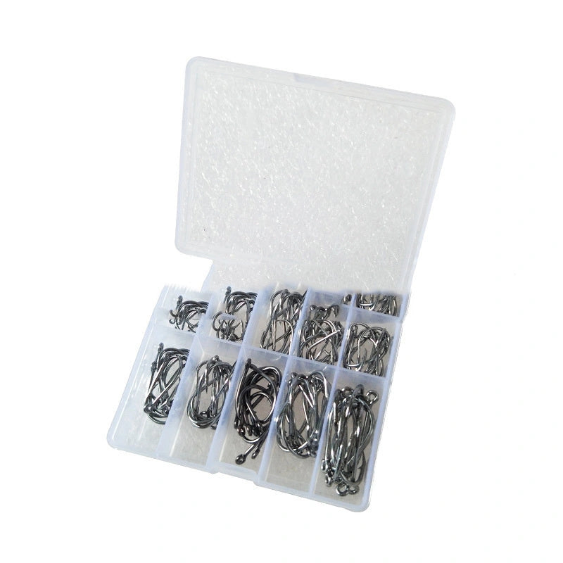 Boxed Fish Hook Set: 100 Pieces with Ise Ni 3-12 Barbed Hooks