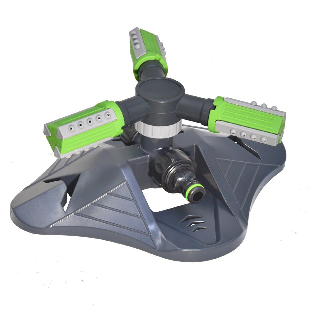 Adjustable 360-degree 3-arm rotating sprinkler for efficient lawn irrigation