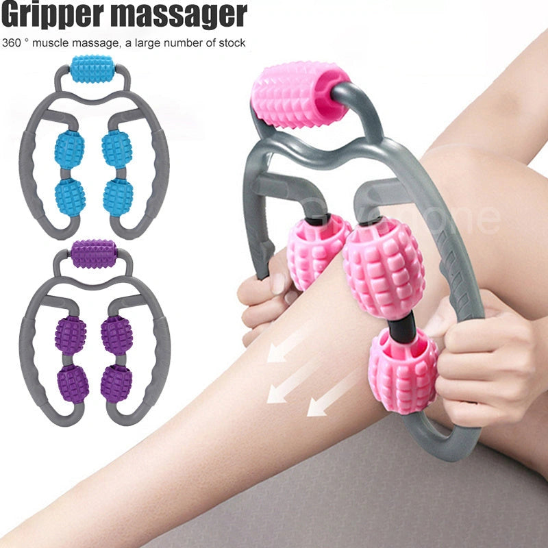 U Shape Trigger Point Massage Roller with 4 Wheels for Full Body Relaxation