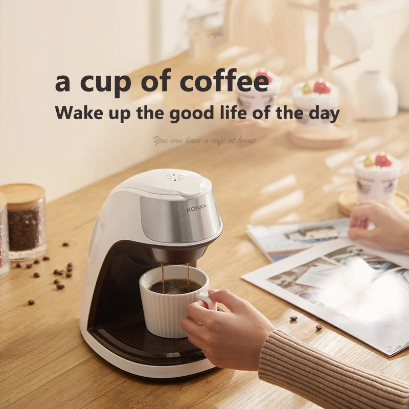 Compact Automatic Coffee Machine with Ceramic Cup and Anti-Dry Burn Feature