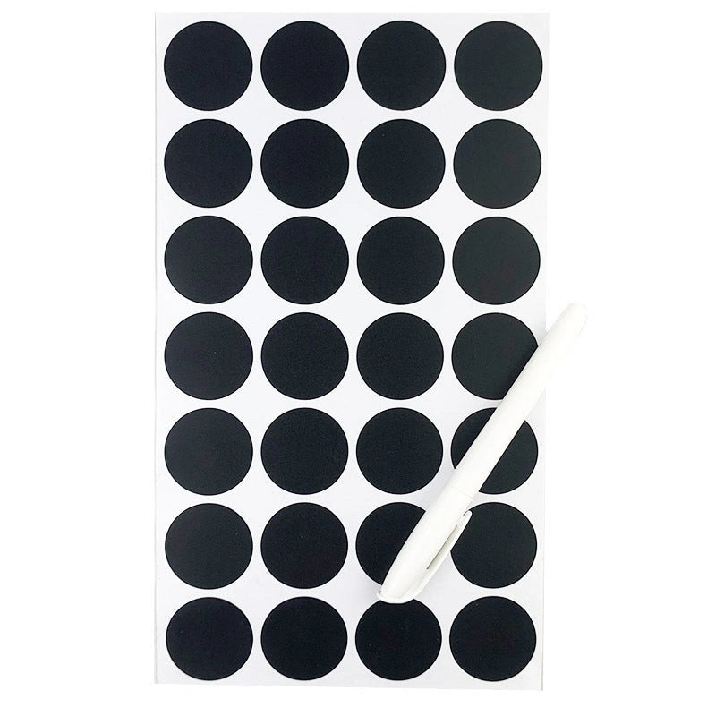 Circular PVC Blackboard Sticker Labels - Reusable and Erasable