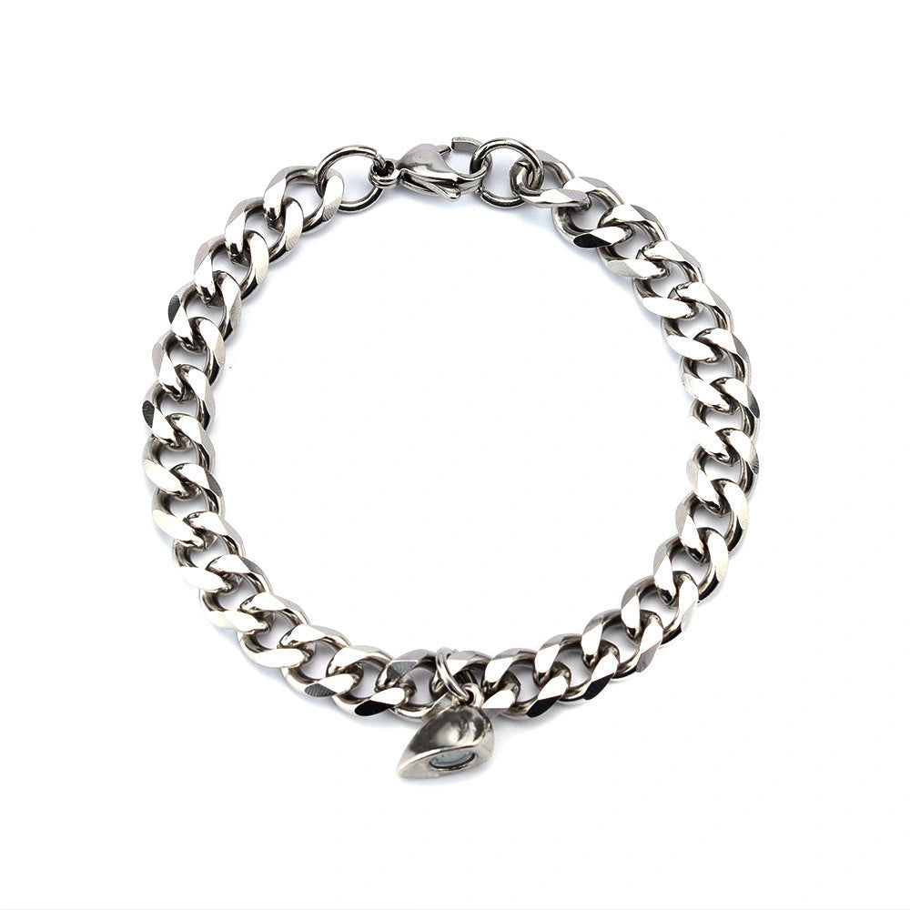 Stylish Titanium Steel Couple Bracelets with Heart Design