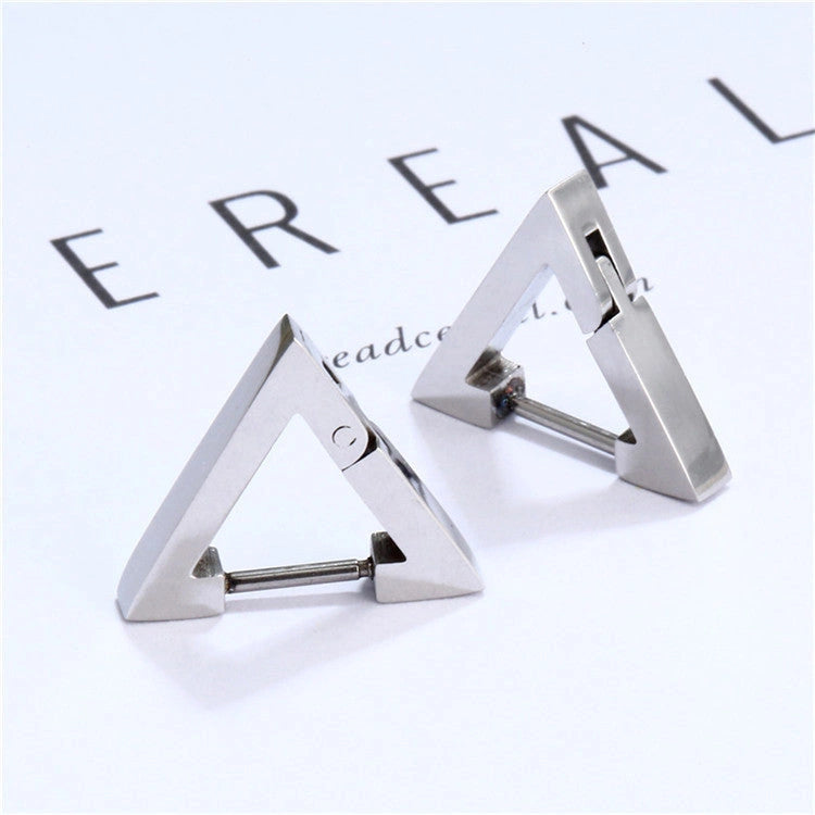 Stainless Steel Triangular Hoop Earrings with Titanium Steel Construction