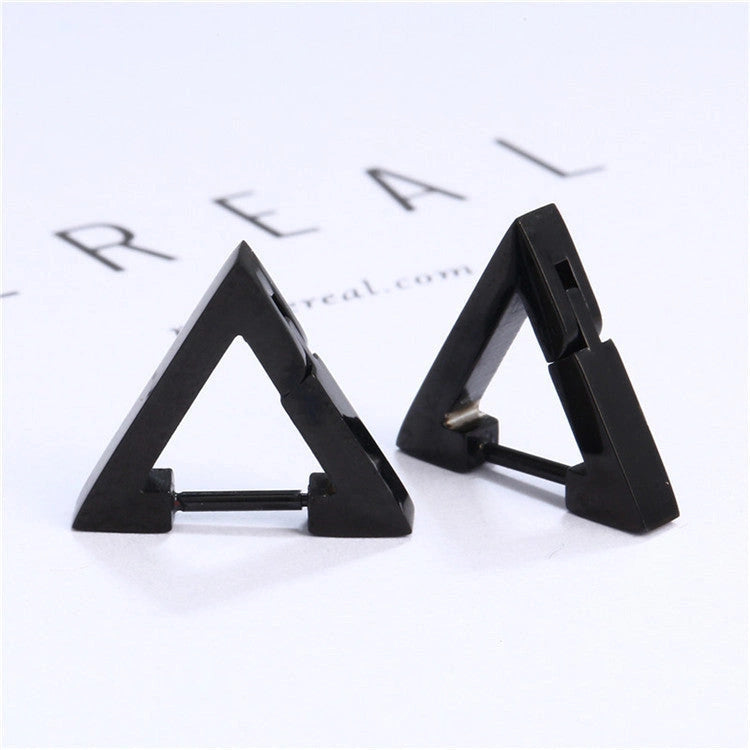 Stainless Steel Triangular Hoop Earrings with Titanium Steel Construction