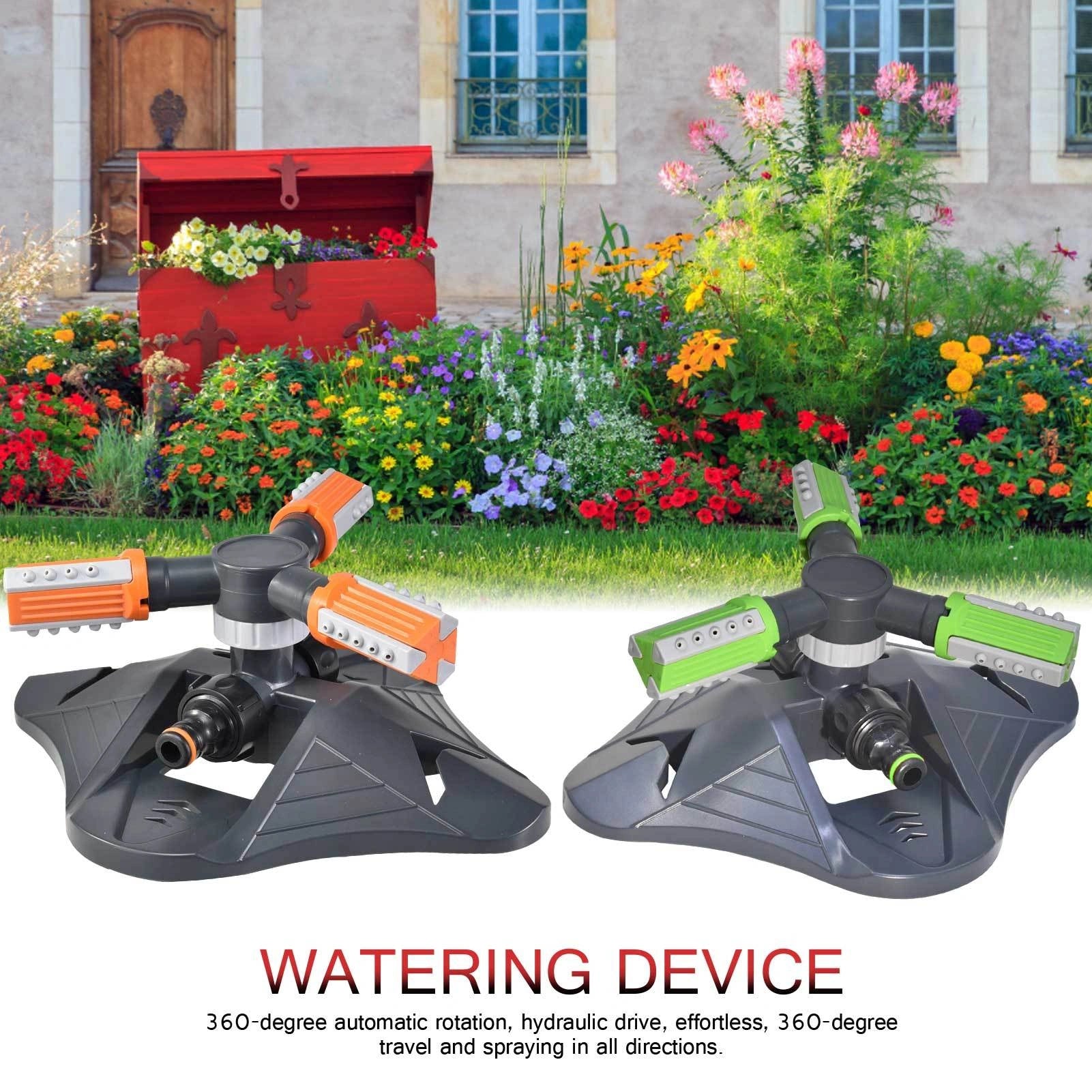 Adjustable 360-degree 3-arm rotating sprinkler for efficient lawn irrigation