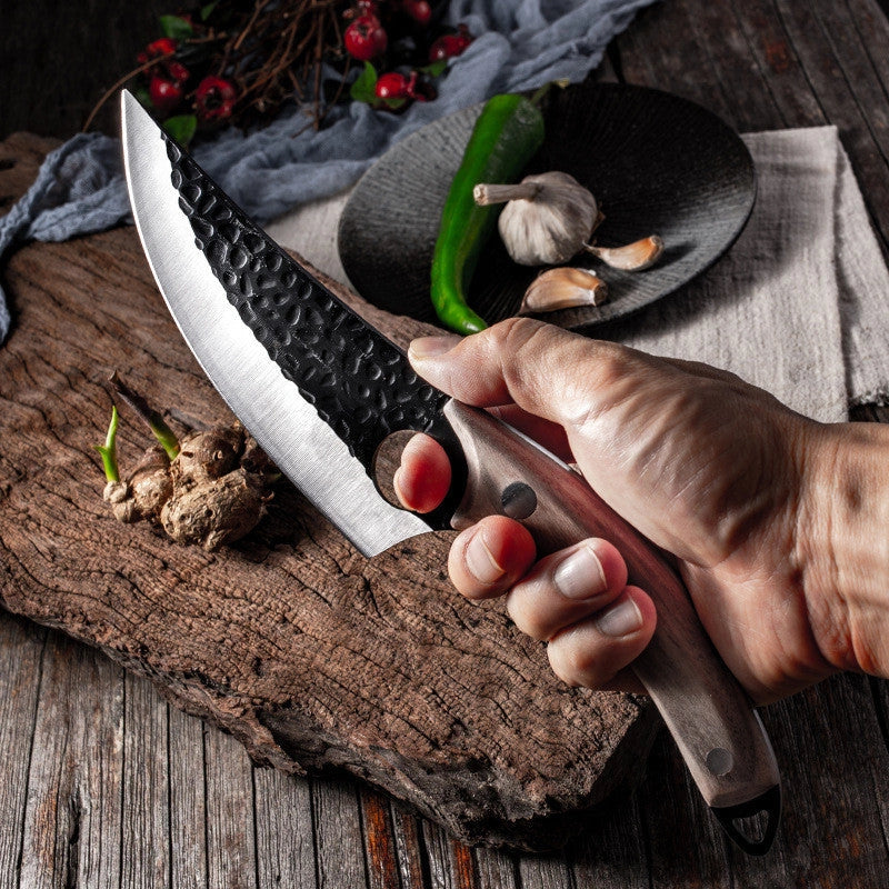 Small Scimitar Knife for Meat Cutting and Deboning with Antique Design