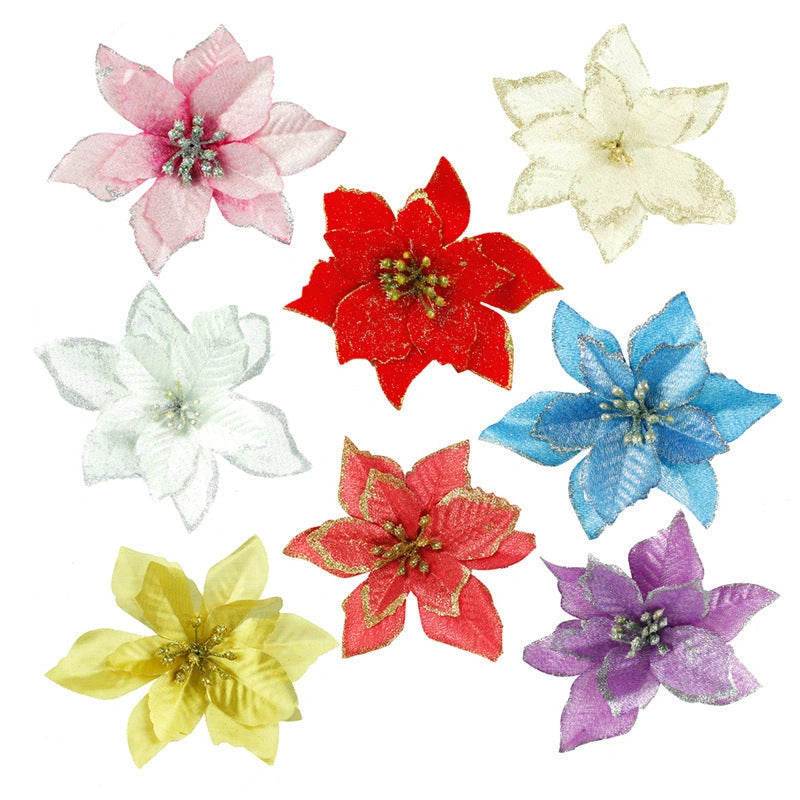 13cm Artificial Christmas Tree Decoration Flower in Assorted Colours