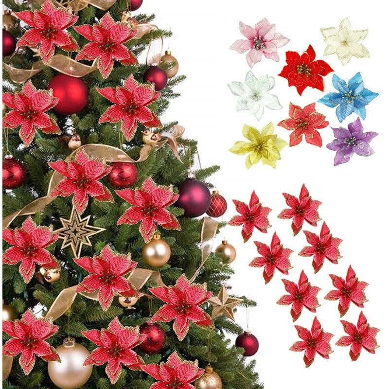 13cm Artificial Christmas Tree Decoration Flower in Assorted Colours