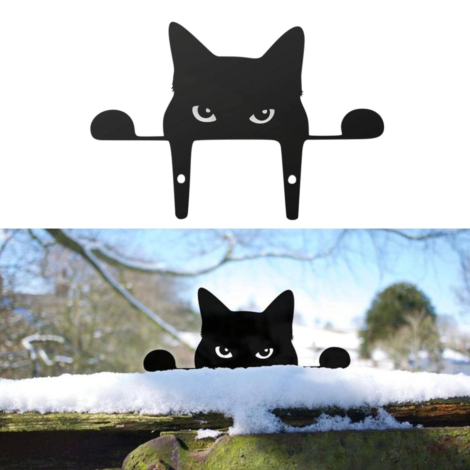 Black Cat Fence Outdoor Garden Decoration with 3D Natural Image