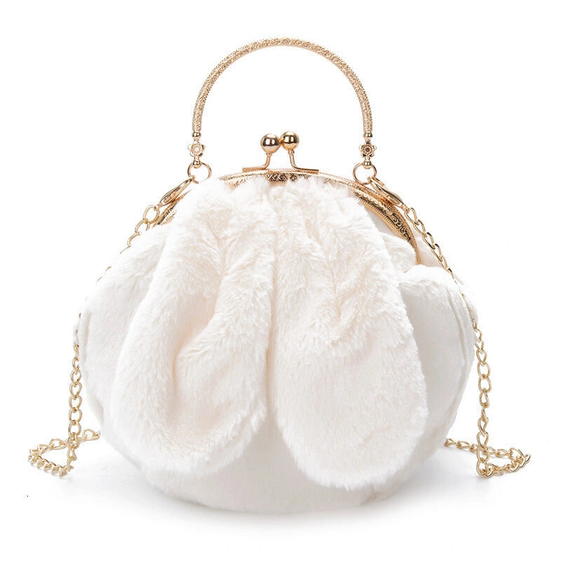 Stylish Plush Rabbit Ear Clip Messenger Bag