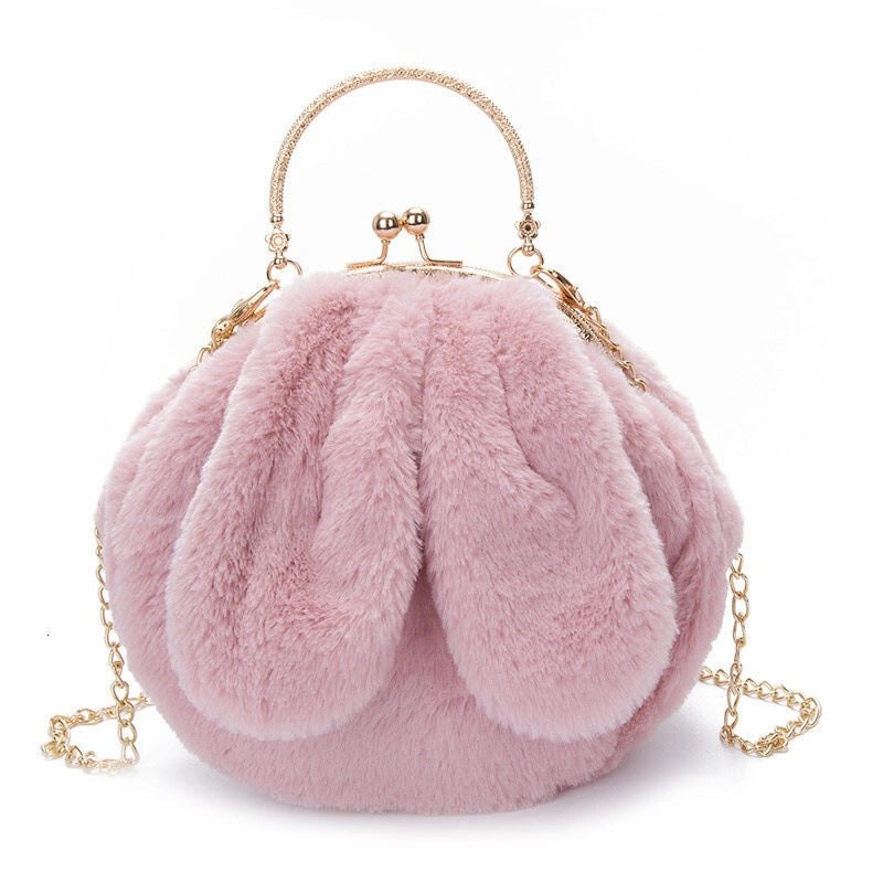Stylish Plush Rabbit Ear Clip Messenger Bag
