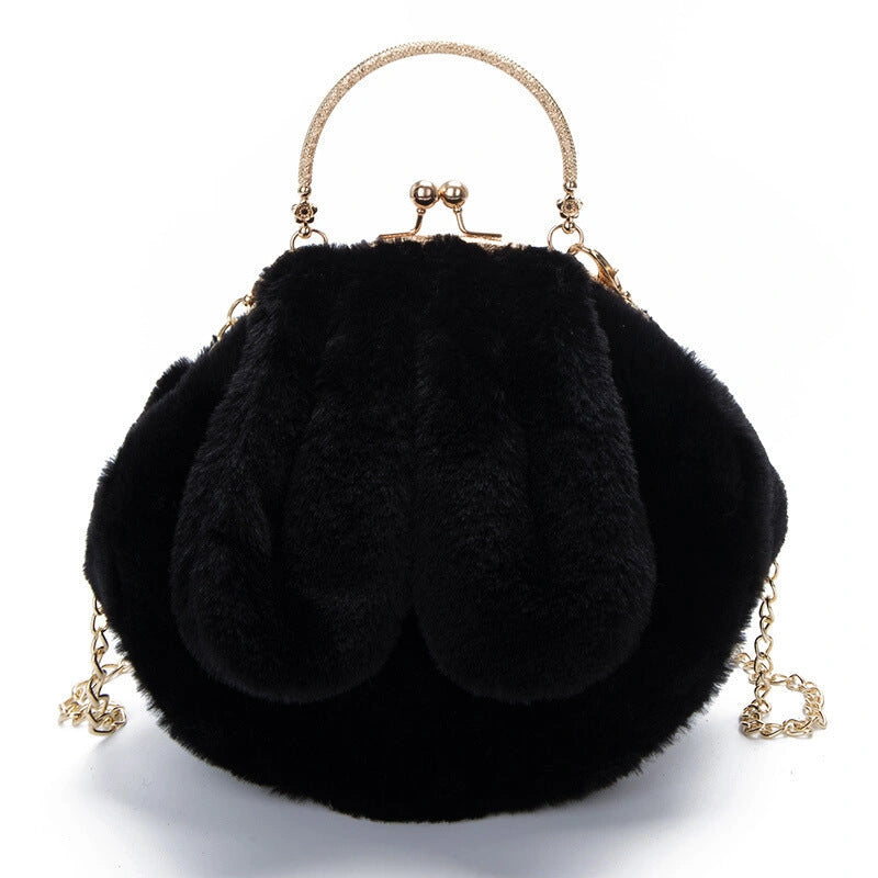 Stylish Plush Rabbit Ear Clip Messenger Bag