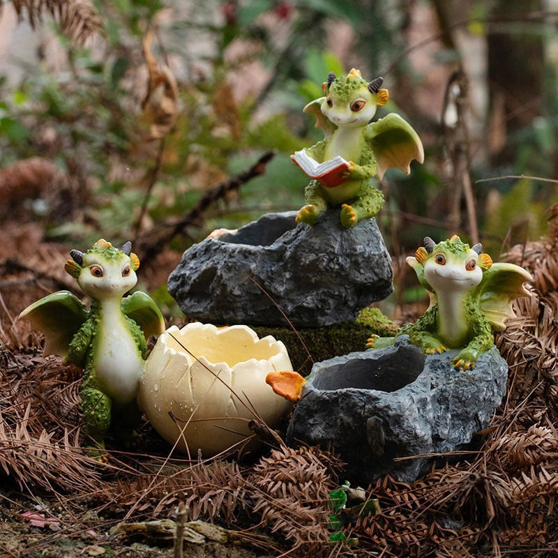 Cartoon Dinosaur Succulent Pot with Hand-Painted Details