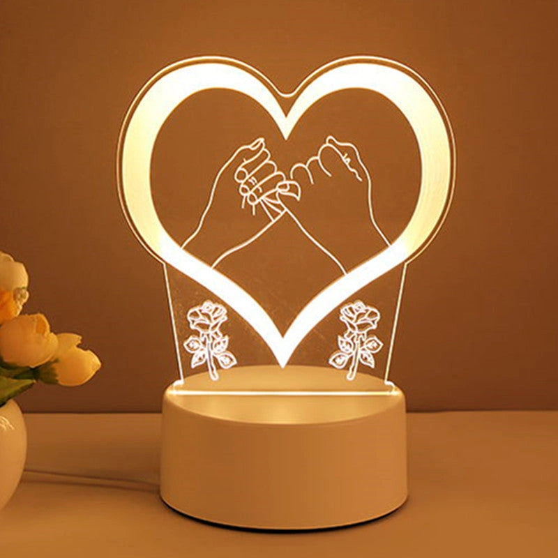 3D Acrylic USB LED Night Light with Warm White Illumination
