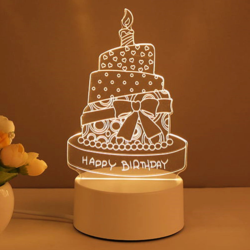 3D Acrylic USB LED Night Light with Warm White Illumination