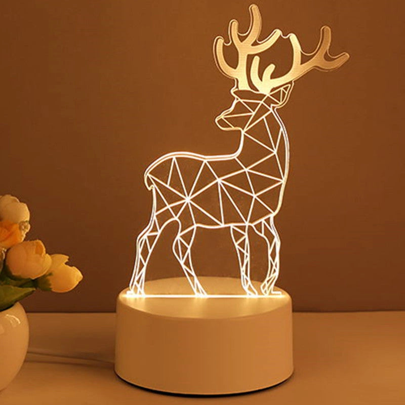 3D Acrylic USB LED Night Light with Warm White Illumination