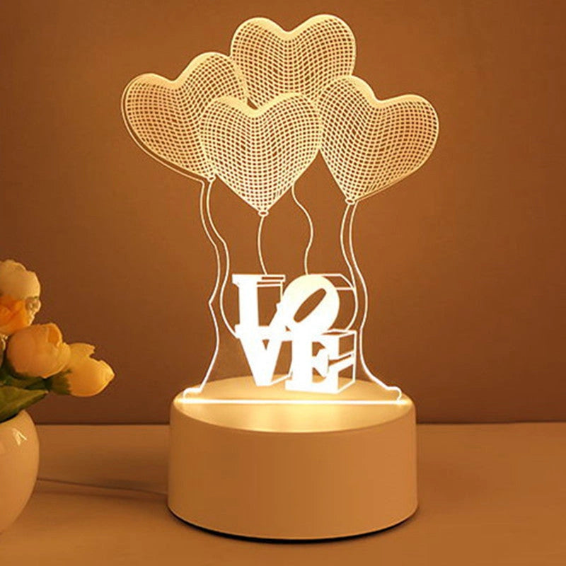 3D Acrylic USB LED Night Light with Warm White Illumination