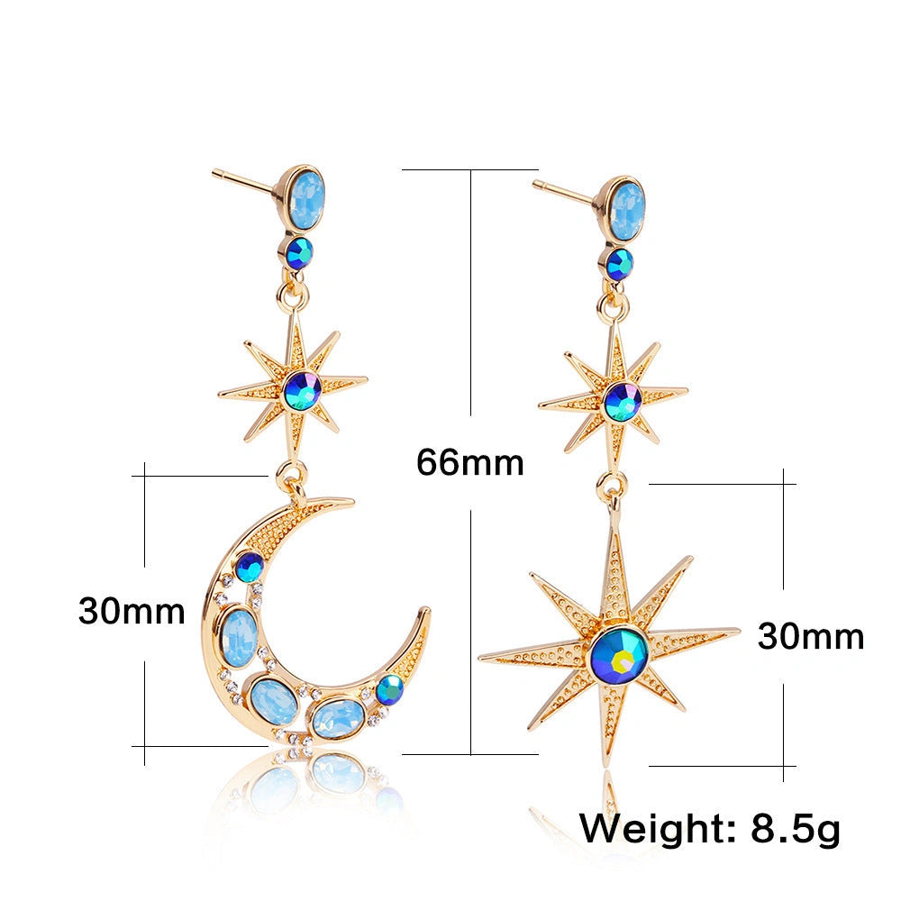 Asymmetric Xingyue Stainless Steel Earrings in Navy Blue