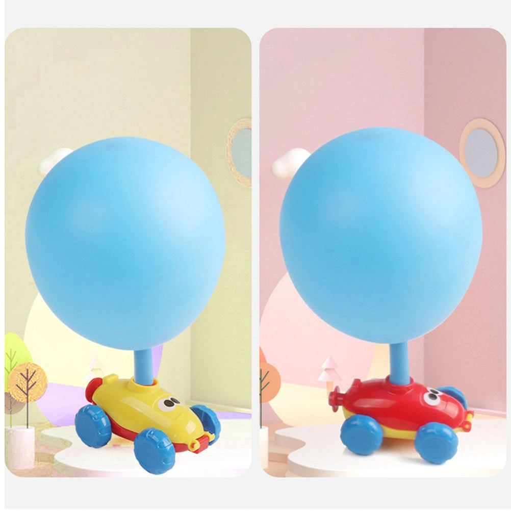 Children's air balloon powered car toy with 12 balloons
