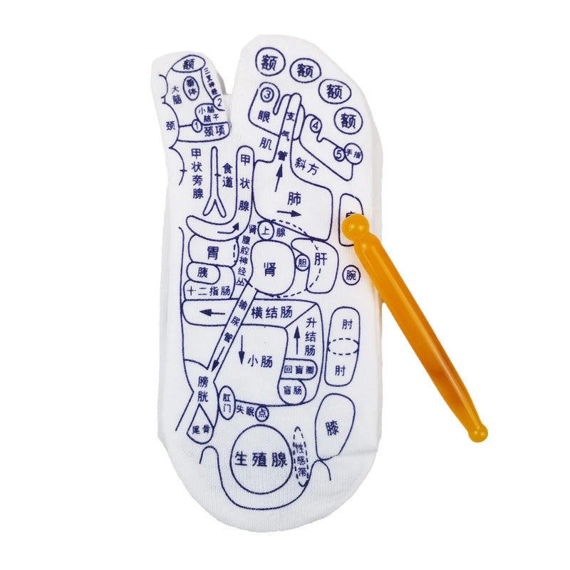 Reflexology socks with acupressure points for foot massage
