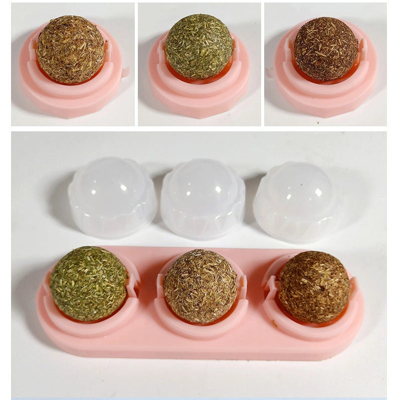 3pcs/lot Self-adhesive Rotated Catnip Lick Ball for Cats