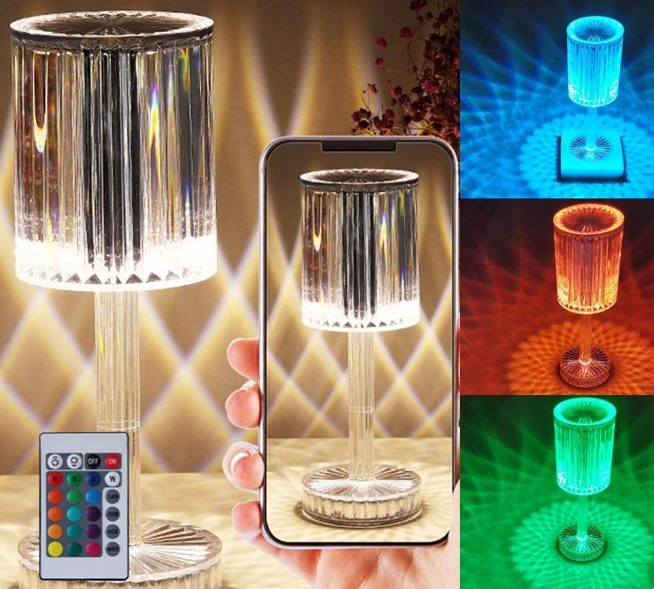 Crystal Table Lamp with 3-Way Dimmable LED and Touch Control