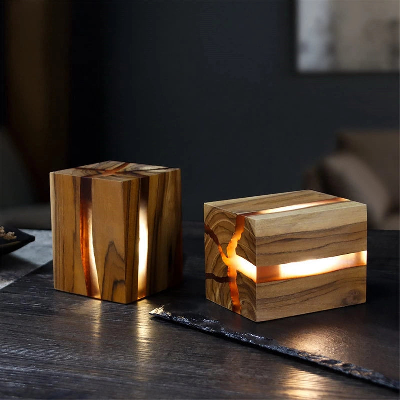 Adjustable Wooden LED Desk Lamp with USB Charging