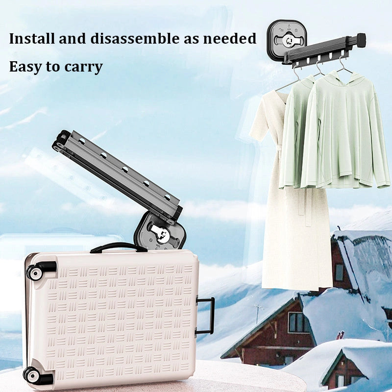 Aluminium Suction Cup Folding Clothes Hanger with Retractable Drying Rack