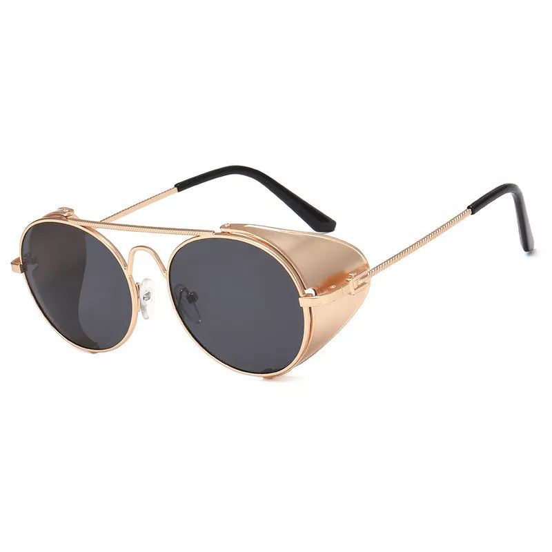 Steampunk Sunglasses with UV400 Protection and Vintage Metal Frames