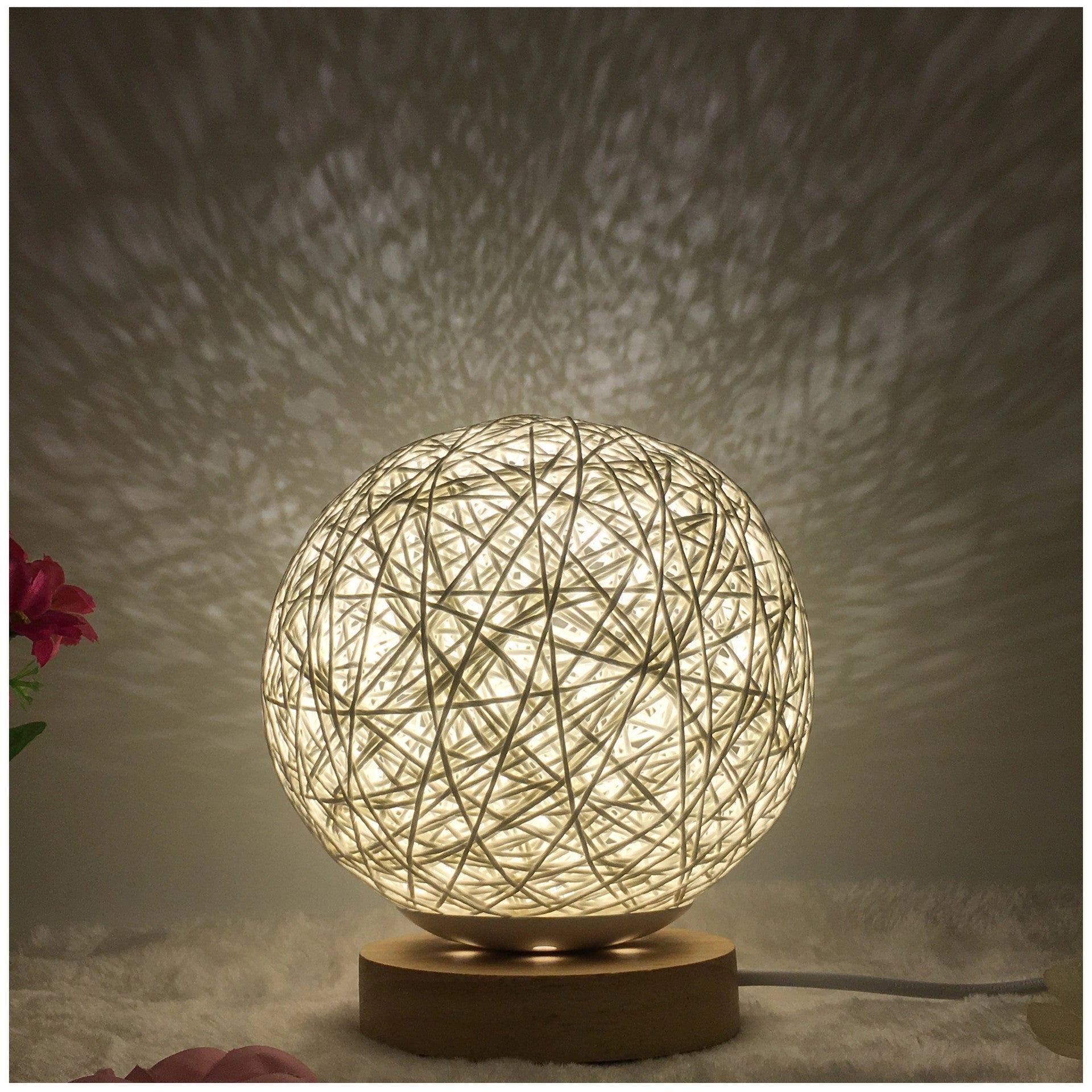 Creative Linen Table Lamp with LED Intelligent USB7 Colour RGB16 Remote Control