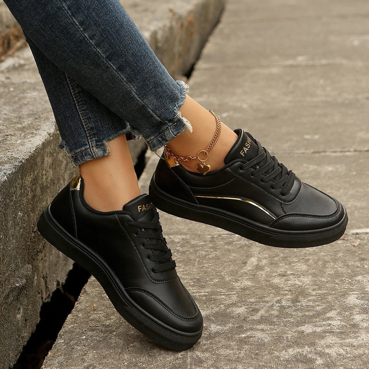 Stylish White Lace-up Flats with Thick Sole for Women