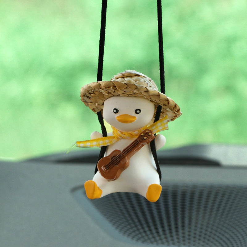 Cute Anime Little Duck Swing Car Pendant for Rearview Mirror Decoration