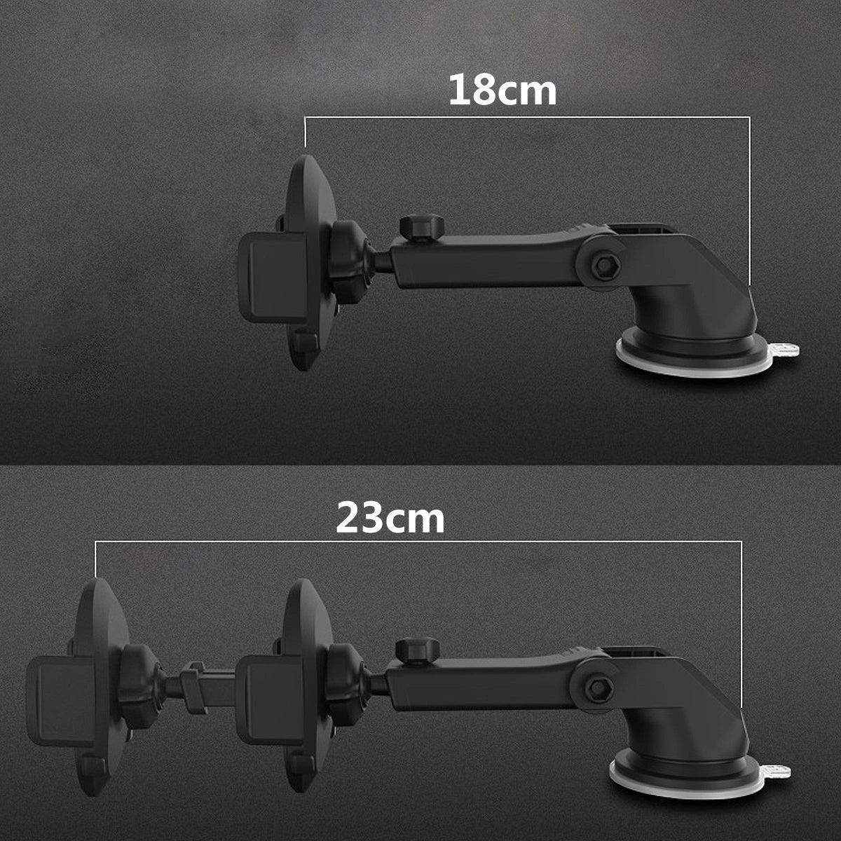 Telescopic Car Dashboard Phone Holder with Suction Cup and 360-Degree Rotation