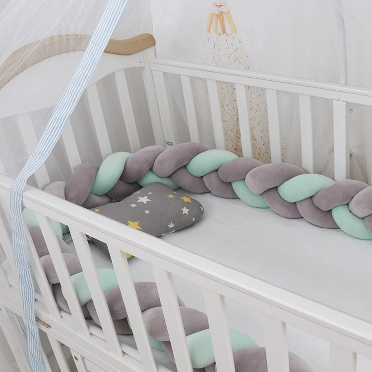 Baby Bumper Bed Braid Knot Pillow Cushion for Infant Crib Safety