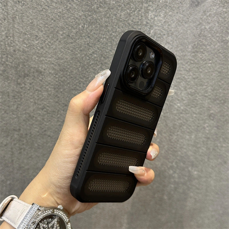Breathable Heat Dissipation Mesh Case for ApplePhone with Matte Cooling Metal Lens Ring