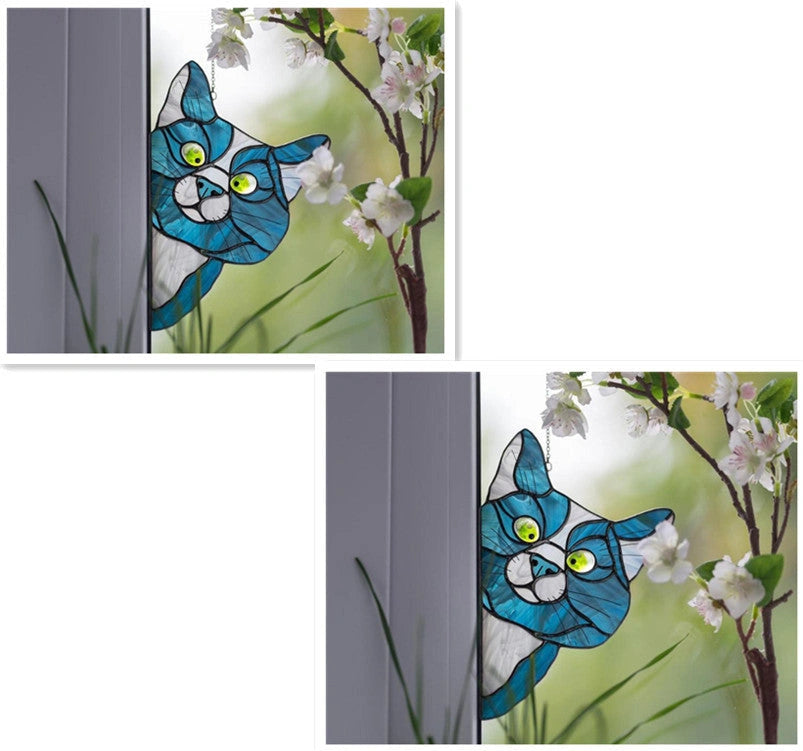 Stained Glass Cat Window Hanger Decoration - Reusable PVC Sticker