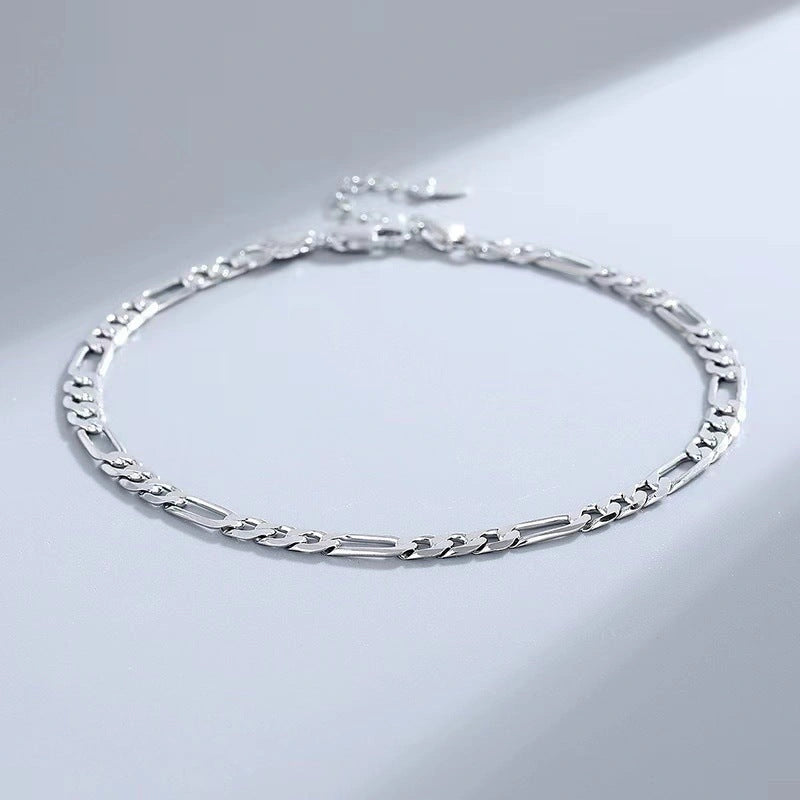 S925 Sterling Silver Figaro Anklet for Hip Hop Style