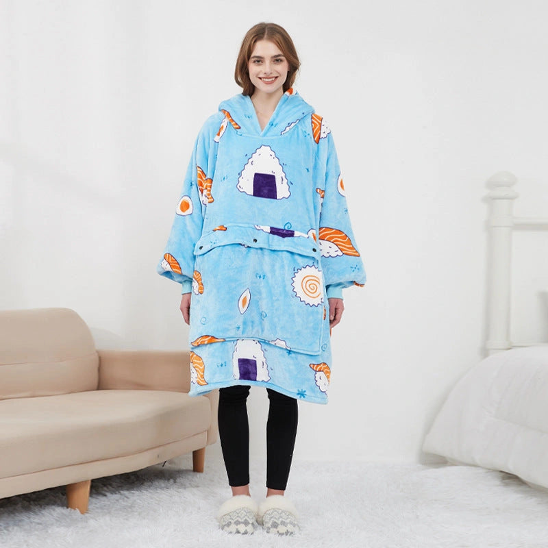 USB Heated Oversized Hoodie Blanket with Large Back Heating Area