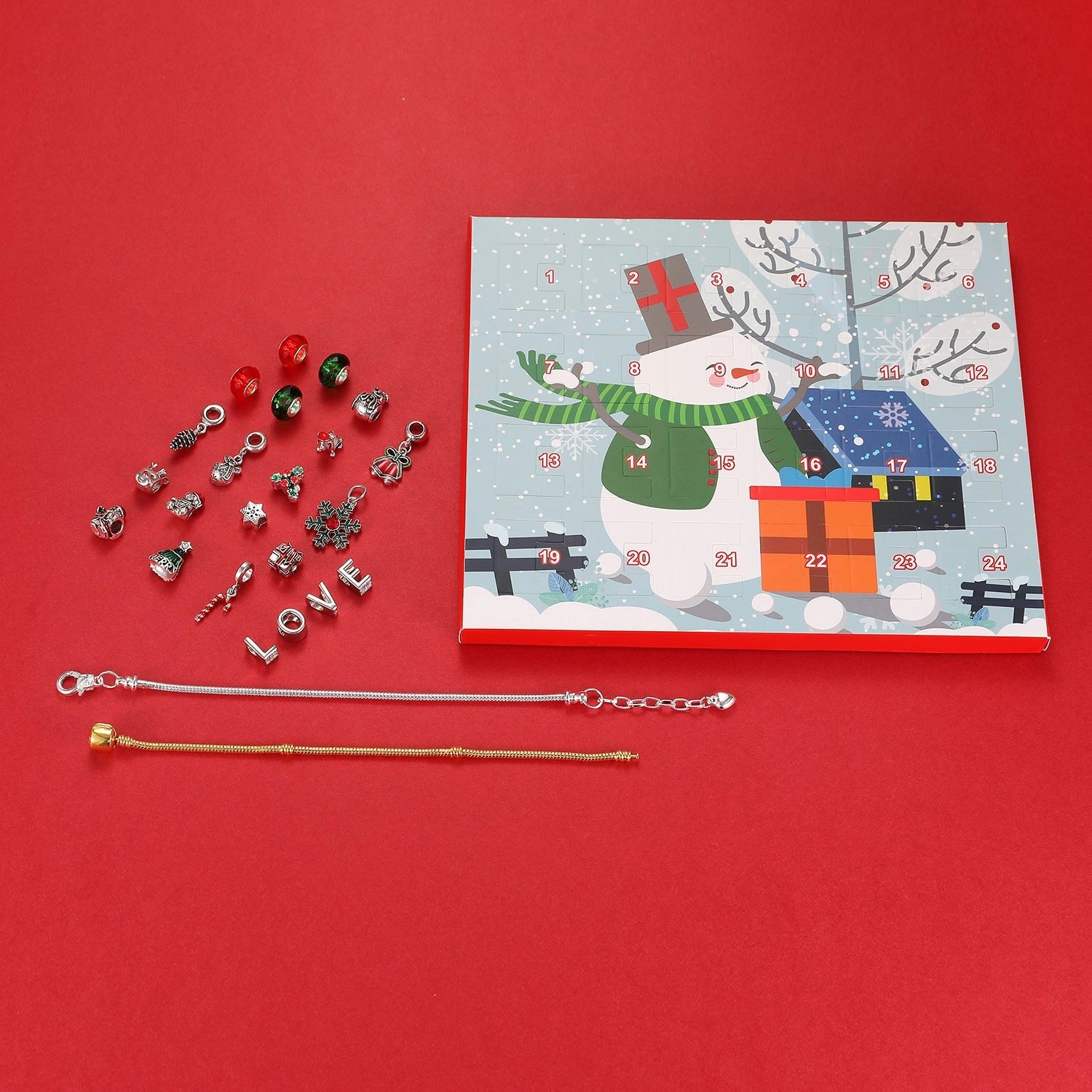 Beaded Blind Box Christmas Bracelet Gift with Santa Pattern