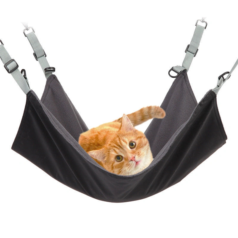 Seasonal Pet Hammock for Cats and Small Dogs with Plush and Waterproof Layers