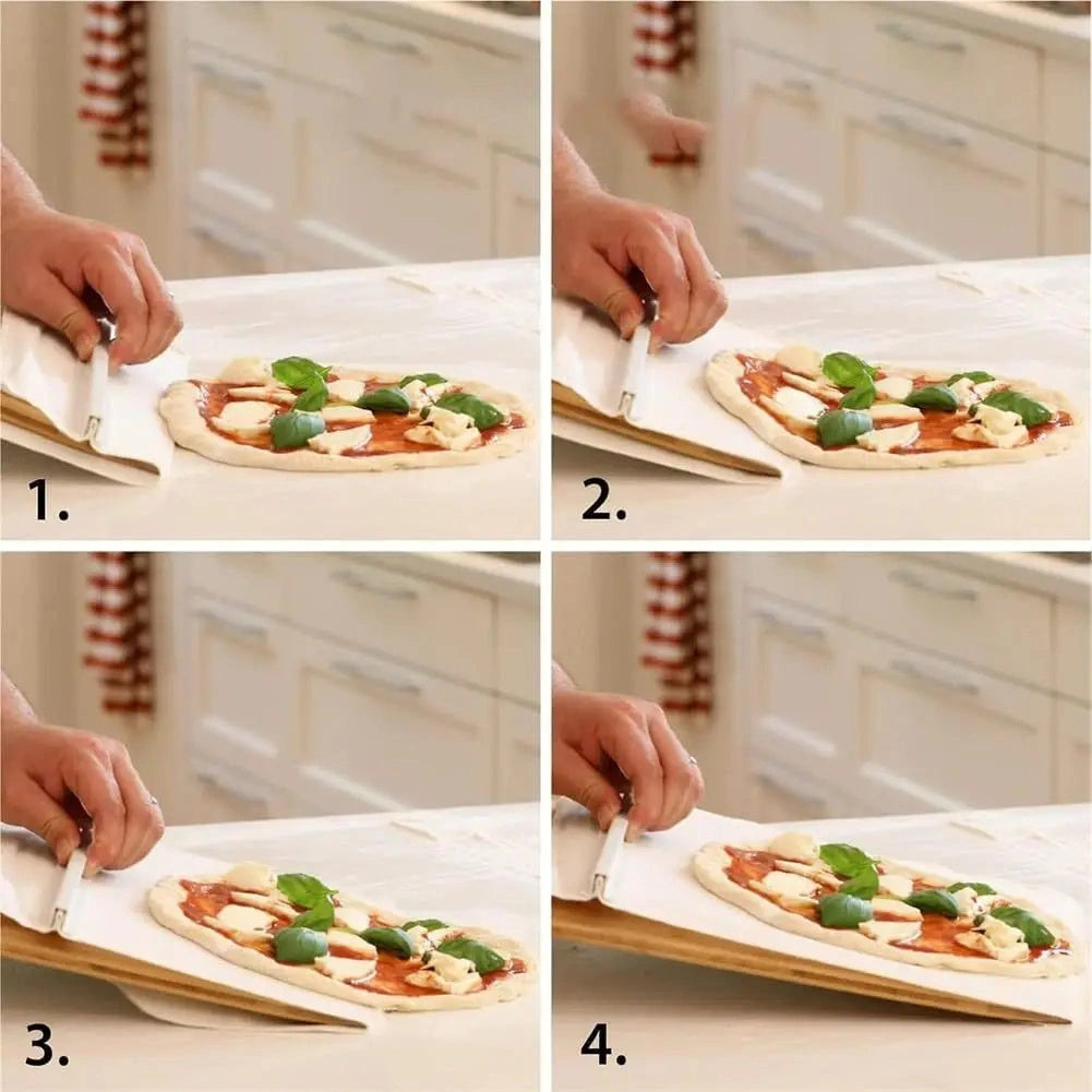 Sliding Pizza Shovel with Non-Stick Surface and Smooth Cutting Board